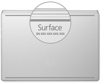 Check số serial Surface trên dưới bàn phím của bạn gần bản lề.