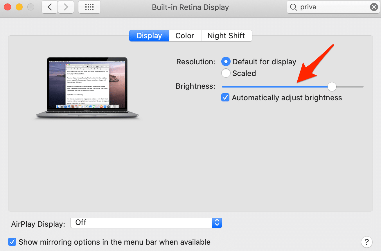 Điều chỉnh độ sáng màn hình MacBook thủ công