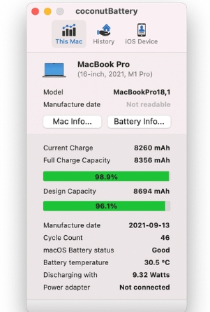 Kiểm tra pin MacBook qua CoconutBattery