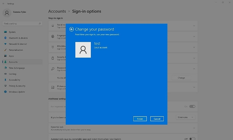 Đổi mật khẩu trên Windows 11