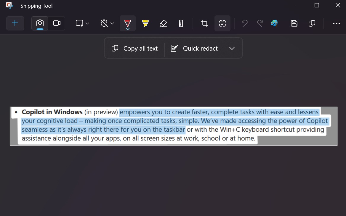 Microsoft Copilot trong Snipping Tool