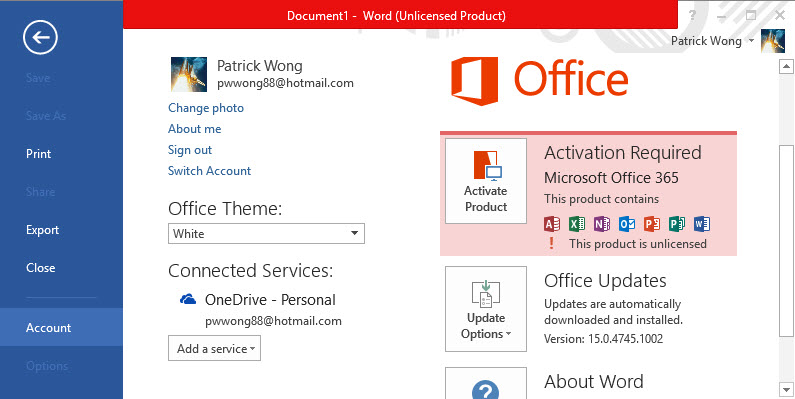 Kiểm tra trạng thái kích hoạt của Microsoft Office 365
