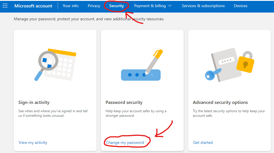 Cách thay đổi mật khẩu của tài khoản Microsoft
