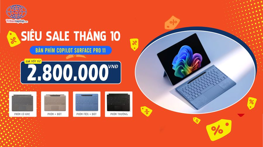 Siêu SALE tháng 10 - Bàn phím Copilot Surface Pro 11