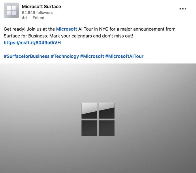 Surface mới sẽ xuất hiện tại Microsoft AI Tour New York 