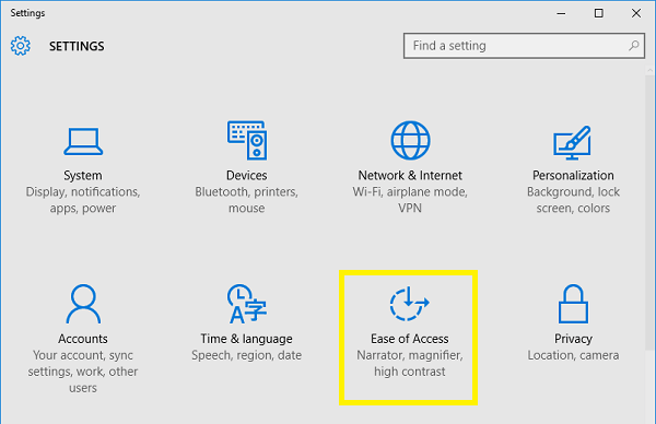 Sử dụng tính năng Trợ năng của Windows