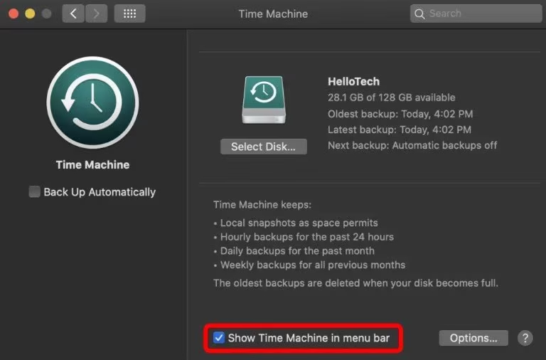 Khôi phục bản sao lưu Time Machine