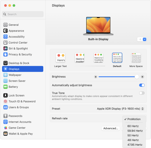 Hướng dẫn chỉnh tần số quét màn hình MacBook 7 Kiểm tra tần số quét màn hình MacBook