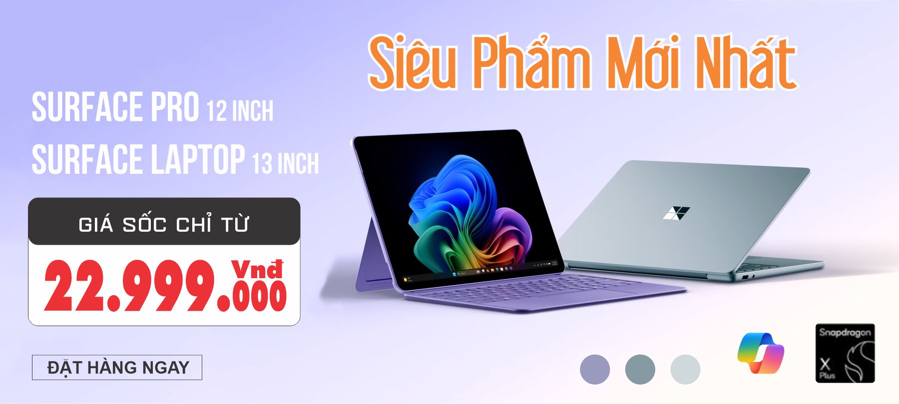 Phiên bản mới Surface Pro 12 inch và Surface Laptop 13 inch Snapdragon X Plus