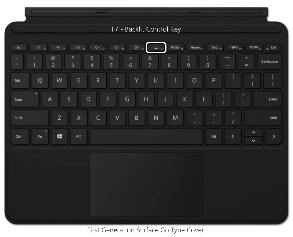 Bật đèn bàn phím Surface Go