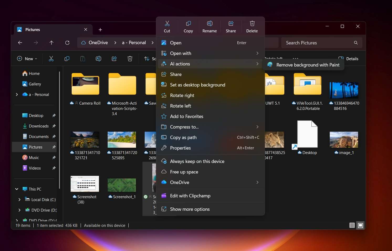 Hành động AI trong File Explorer