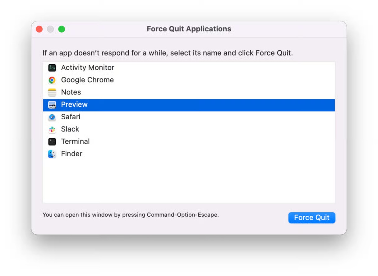 Macbook bị đơ không tắt được: Hướng dẫn khắc phục nhanh chóng và dễ dàng 7 Buộc thoát ứng dụng