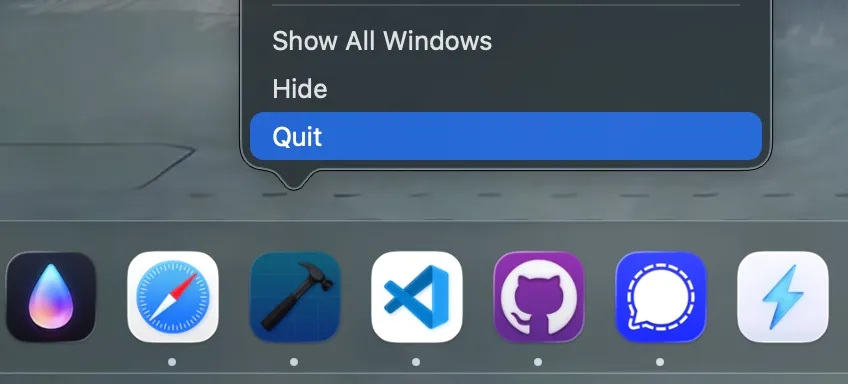 Cách đóng ứng dụng từ Dock