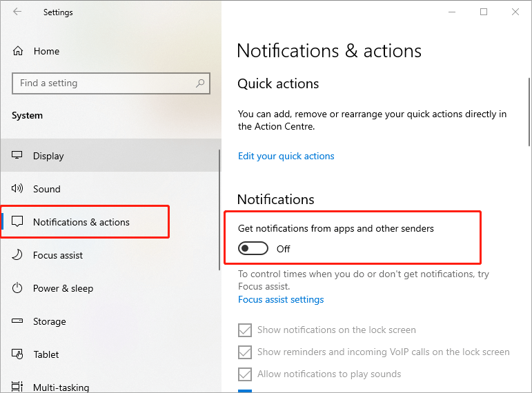 Cách tắt thông báo ứng dụng trên Win 10
