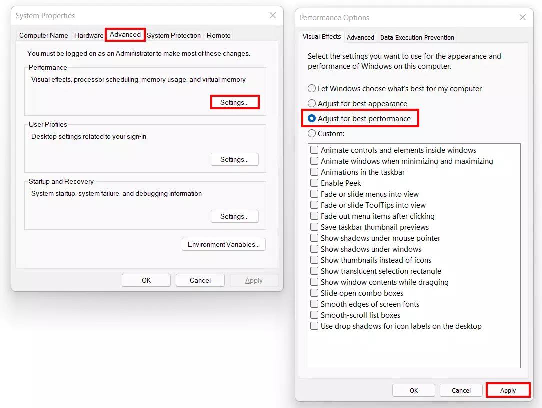 Tinh chỉnh hiệu ứng hình ảnh để tăng tốc