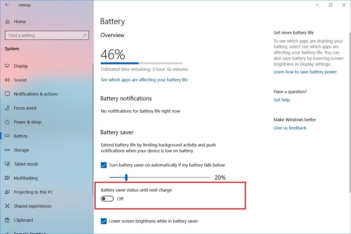 Cách đóng ứng dụng chạy ngầm trên Surface để tăng tốc máy và tiết kiệm pin 8 Kích hoạt chế độ tiết kiệm pin