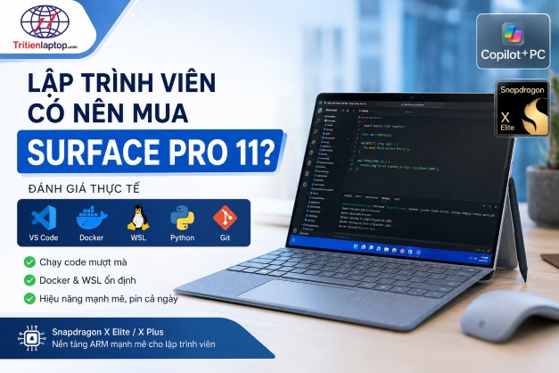 Lập trình viên có nên mua Surface Pro 11? Trải nghiệm Surface Pro 11 chạy Code, Docker và WSL