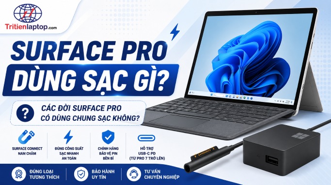 Surface Pro dùng sạc gì? Các đời Surface Pro có dùng chung bộ sạc không?